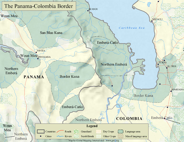 A sample map of the Panama-Columbia border