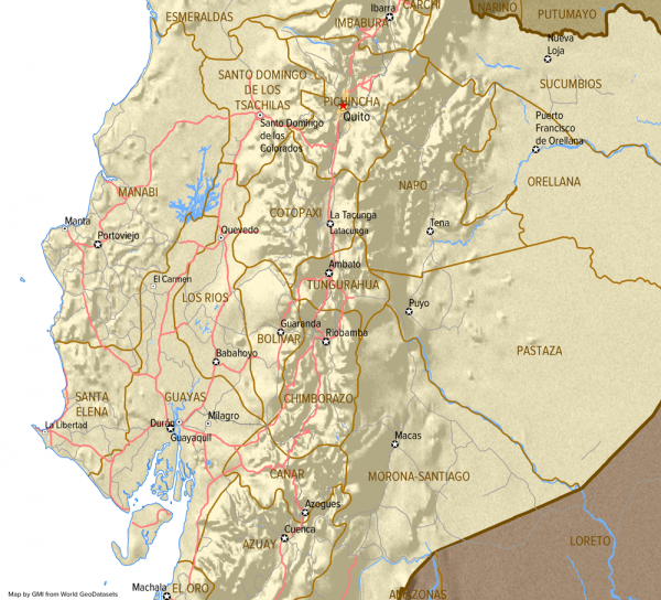 Provinces, transportation, populated places, and hillshades